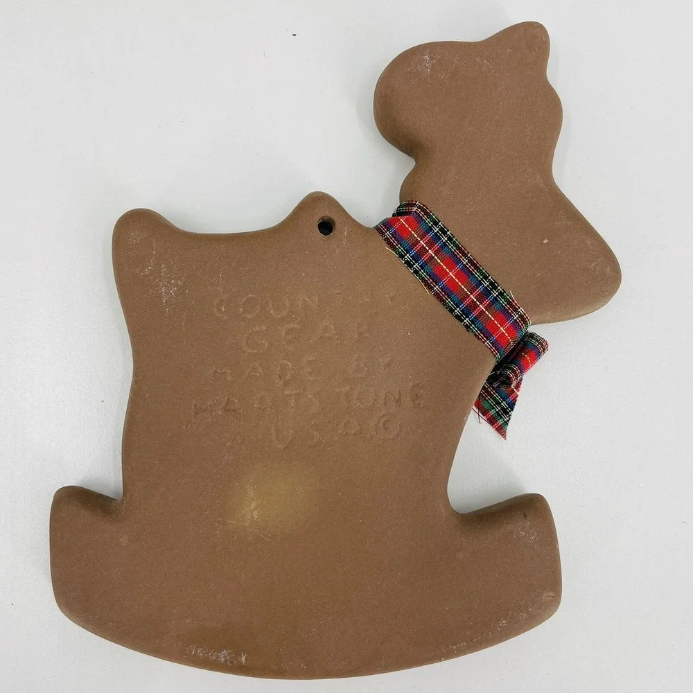 Hartstone Stoneware Cookie‎ Mold Rocking Reindeer Jingle Christmas Vintage USA